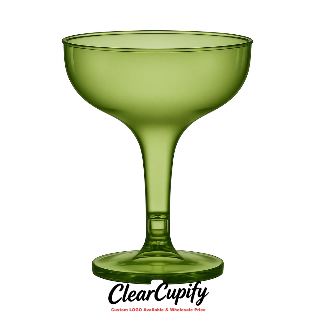 Avocado Green 5oz Stackable Plastic Martini Glasses 4.13x3.14 inches/10.5x8 cm For Champagne Tower