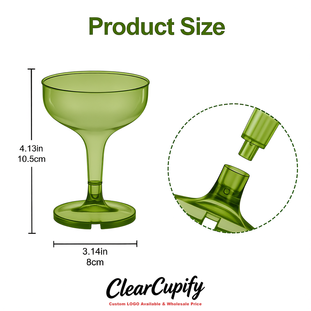 Avocado Green 5oz Stackable Plastic Martini Glasses 4.13x3.14 inches/10.5x8 cm For Champagne Tower Avocado Green 5oz Stackable Plastic Martini Glasses 4.13x3.14 inches/10.5x8 cm For Champagne Tower