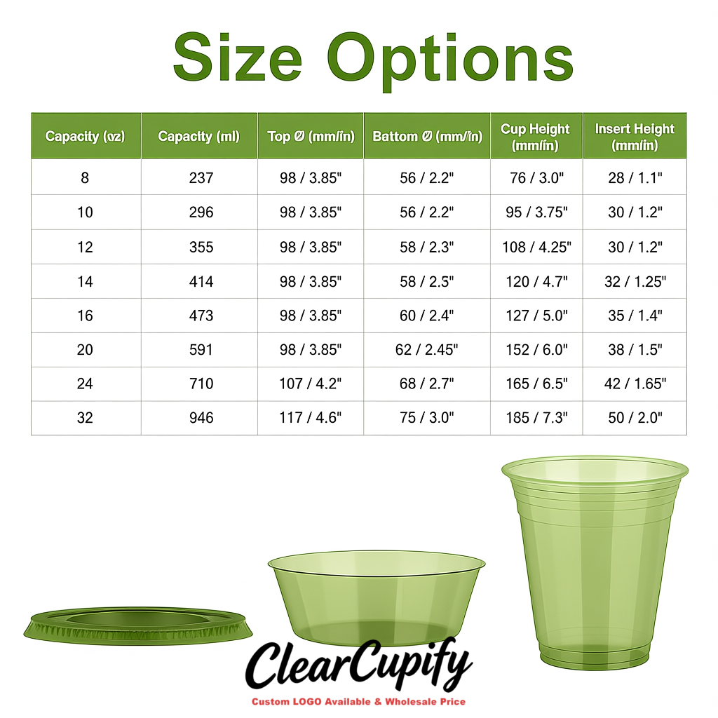 Avocado Green 12 oz Disposable Plastic Parfait Cups with Insert & Flat lids 3.85 x 2.1 x 4 inches
