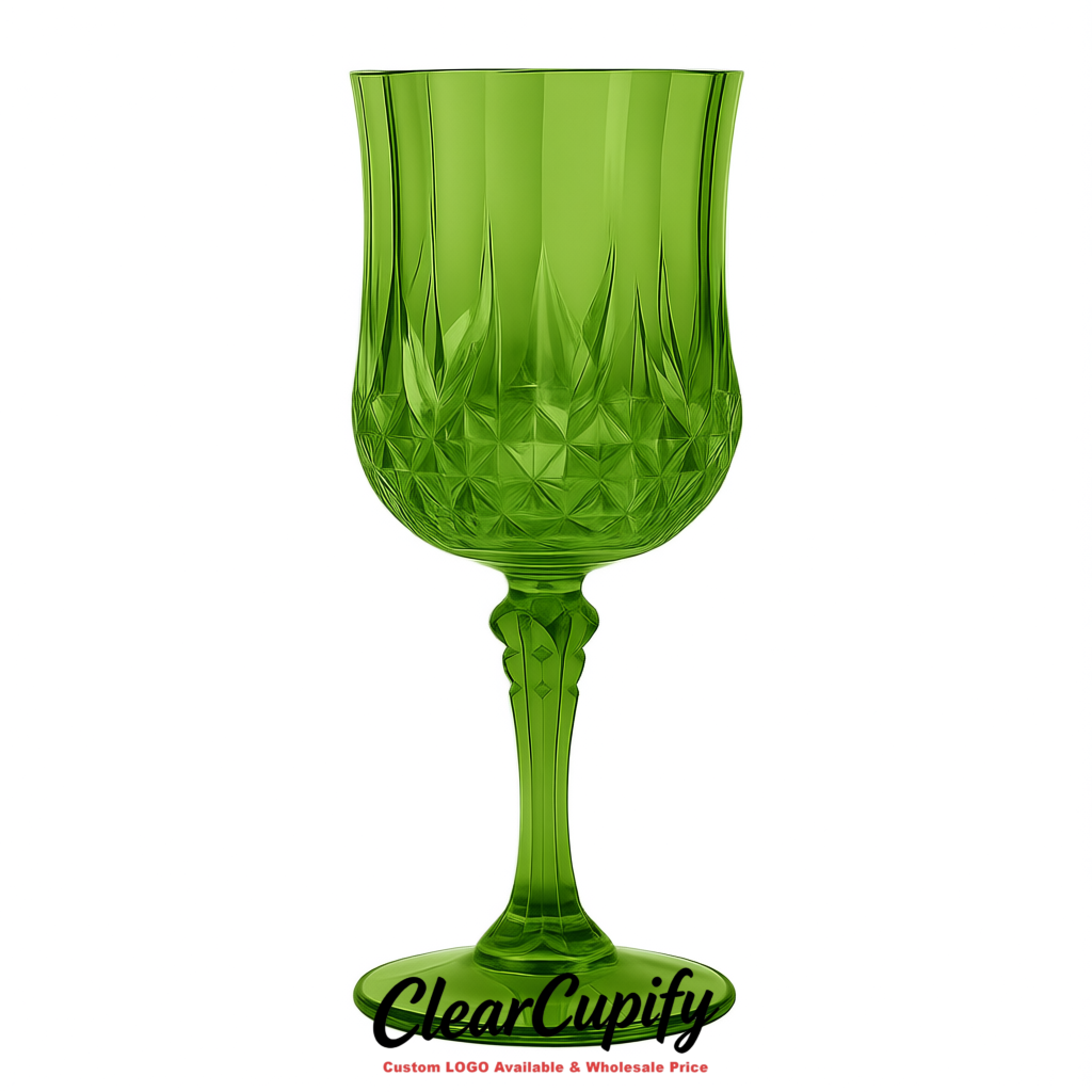 Avocado Green 7oz Acrylic Plastic Wine Goblets - 2.7 x 6.7 inches Party & Wedding Wine Glasses