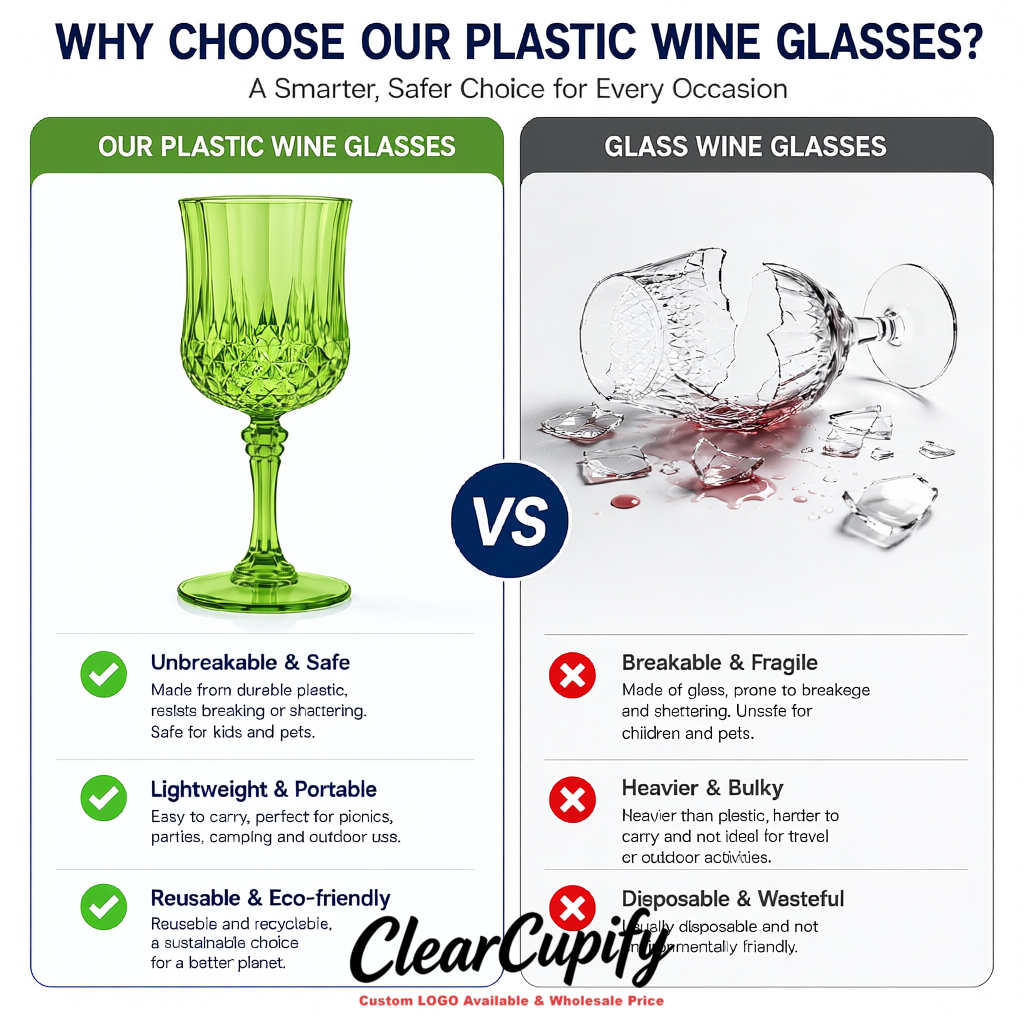 Avocado Green 7oz Acrylic Plastic Wine Goblets - 2.7 x 6.7 inches Party & Wedding Wine Glasses