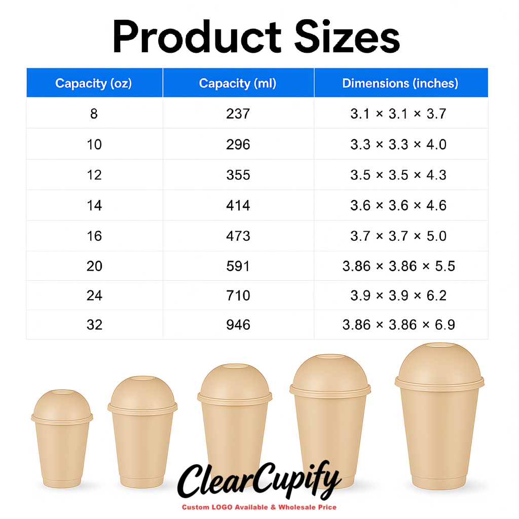 Beige 16 oz Plastic Slushie Cups with Dome Lid & Detachable Spoon Straws for Milkshake, Boba, Smoothies, Iced Coffee