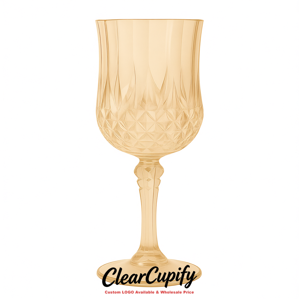 Beige 7oz Acrylic Plastic Wine Goblets - 2.7 x 6.7 inches Party & Wedding Wine Glasses Beige 7oz Acrylic Plastic Wine Goblets - 2.7 x 6.7 inches Party & Wedding Wine Glasses