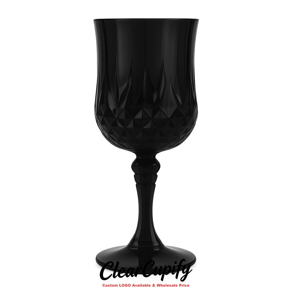 Black 7oz Acrylic Plastic Wine Goblets - 2.7 x 6.7 inches Party & Wedding Wine Glasses
