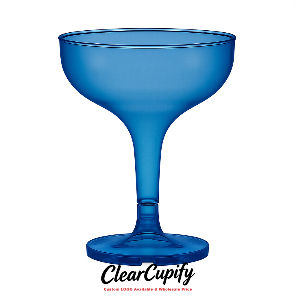 Blue 5oz Stackable Plastic Martini Glasses 4.13x3.14 inches/10.5x8 cm For Champagne Tower