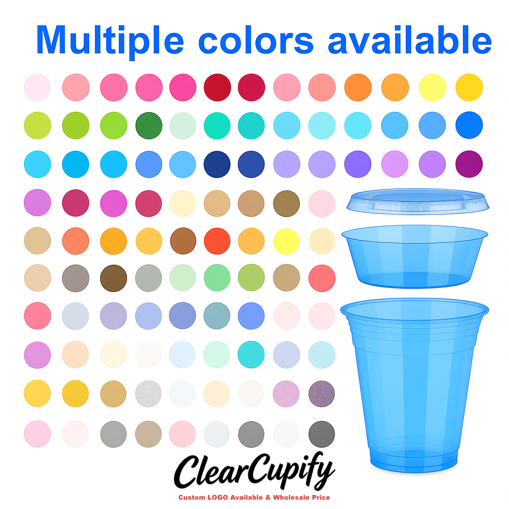 Blue 12 oz Disposable Plastic Parfait Cups with Insert & Flat lids 3.85 x 2.1 x 4 inches