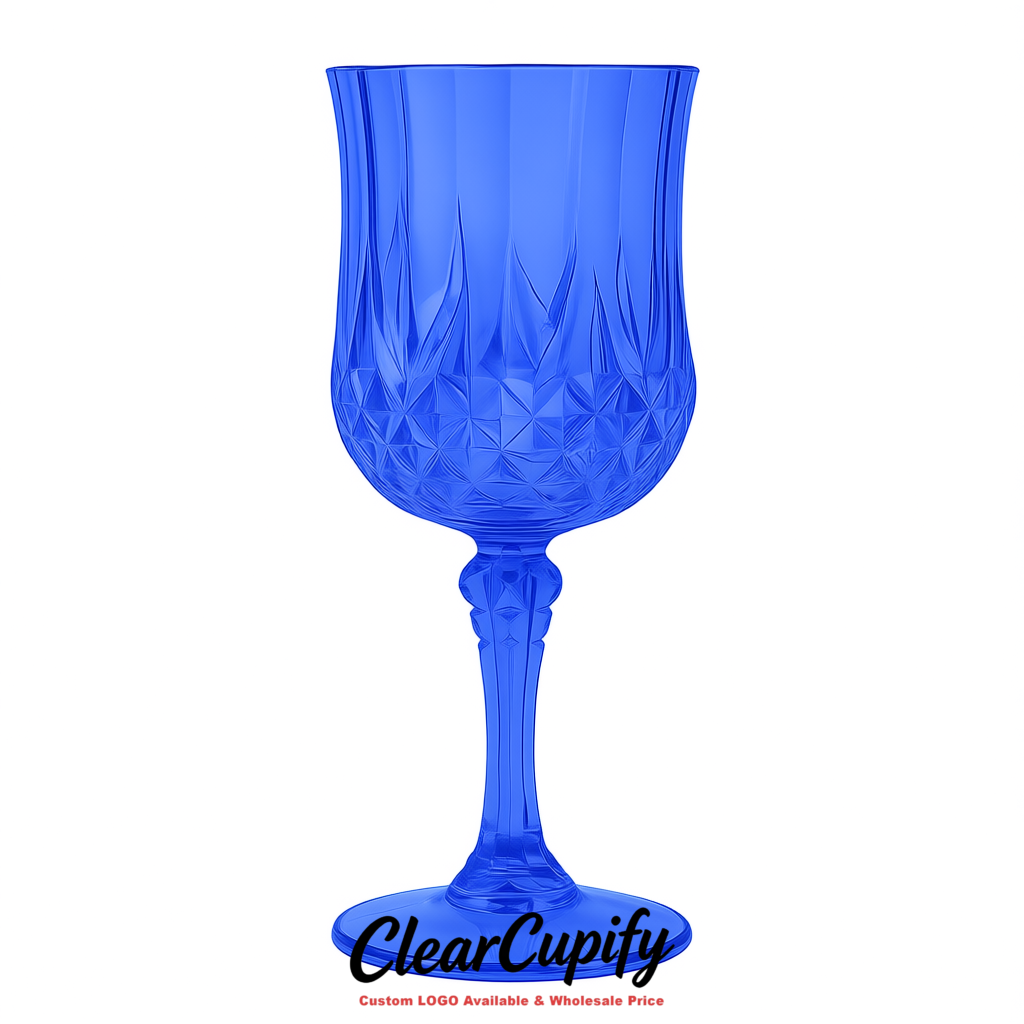 Blue 7oz Acrylic Plastic Wine Goblets - 2.7 x 6.7 inches Party & Wedding Wine Glasses