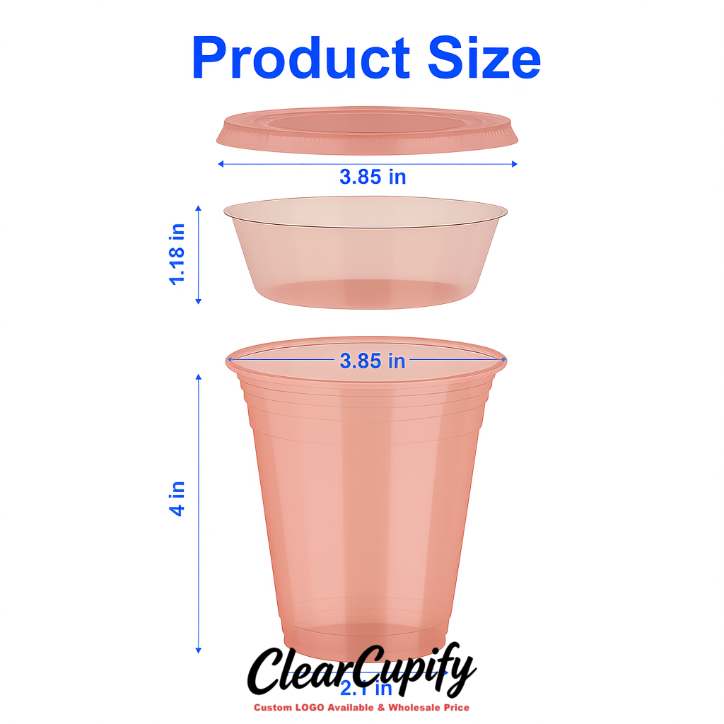 Blush 12 oz Disposable Plastic Parfait Cups with Insert & Flat lids 3.85 x 2.1 x 4 inches