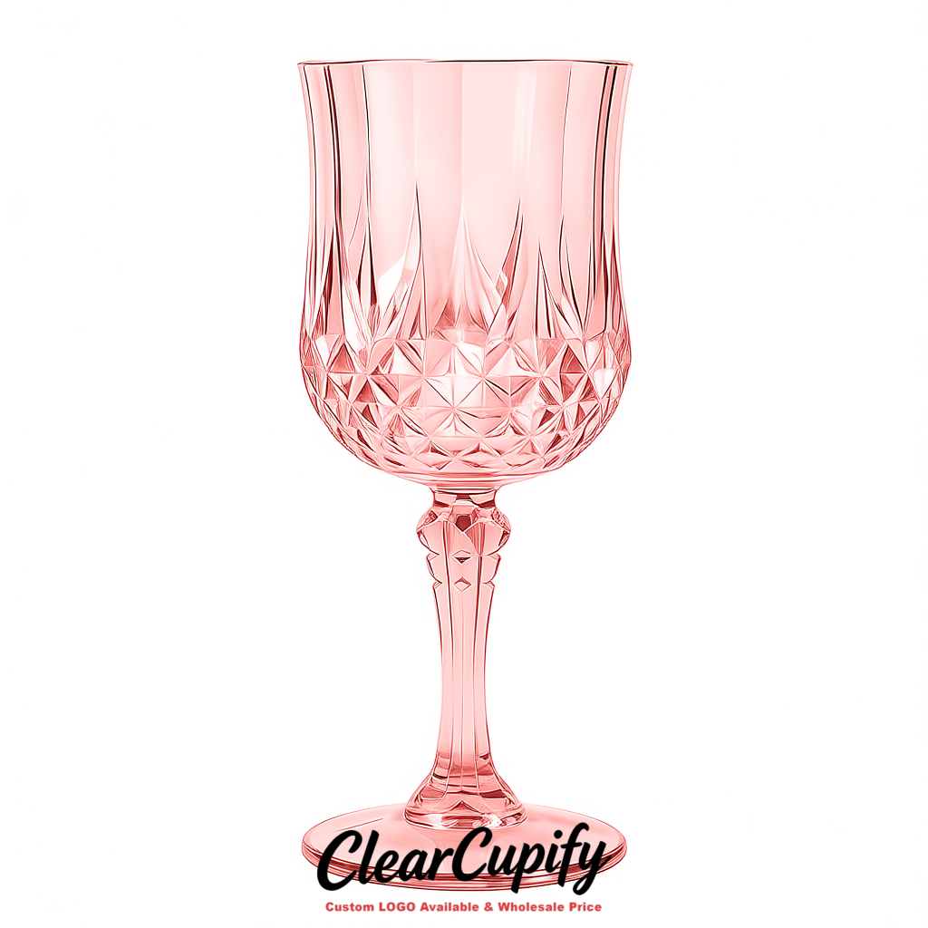 Blush 7oz Acrylic Plastic Wine Goblets - 2.7 x 6.7 inches Party & Wedding Wine Glasses
