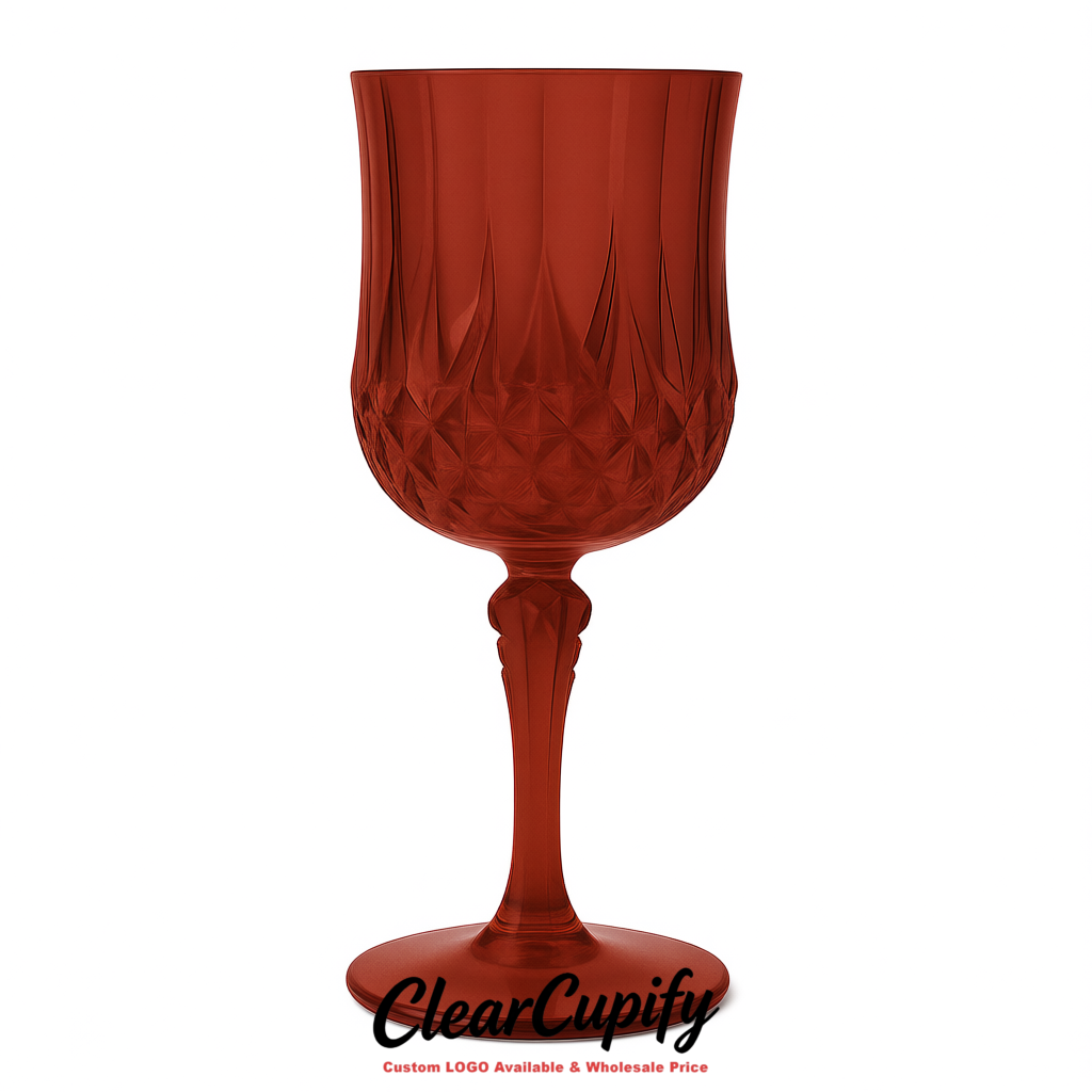 Brick Red 7oz Acrylic Plastic Wine Goblets - 2.7 x 6.7 inches Party & Wedding Wine Glasses