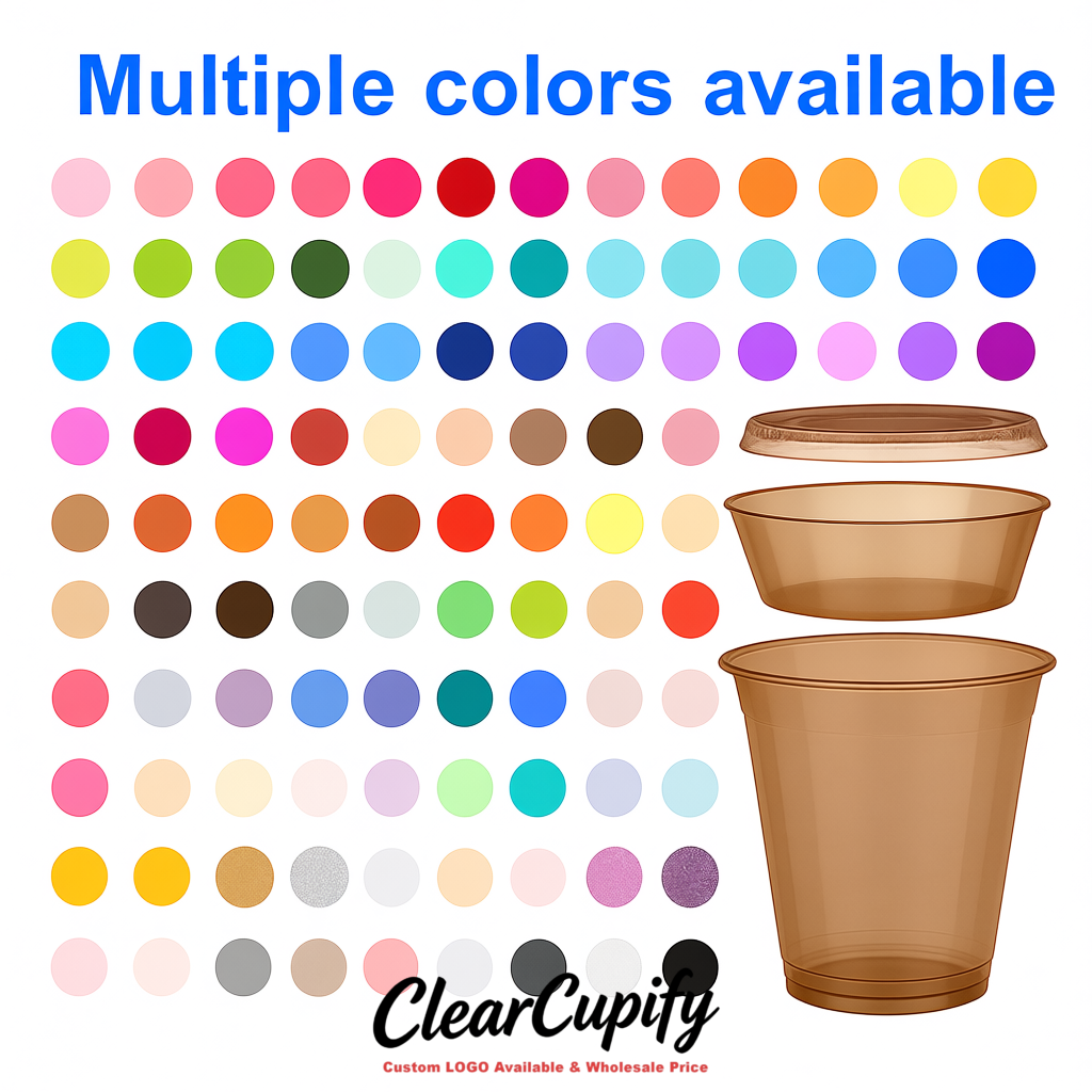 Bronze 12 oz Disposable Plastic Parfait Cups with Insert & Flat lids 3.85 x 2.1 x 4 inches