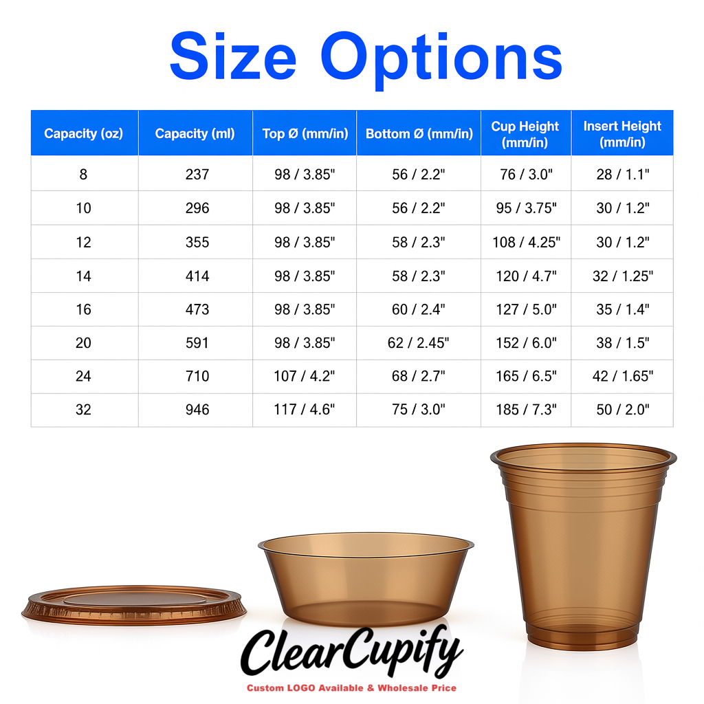 Bronze 12 oz Disposable Plastic Parfait Cups with Insert & Flat lids 3.85 x 2.1 x 4 inches