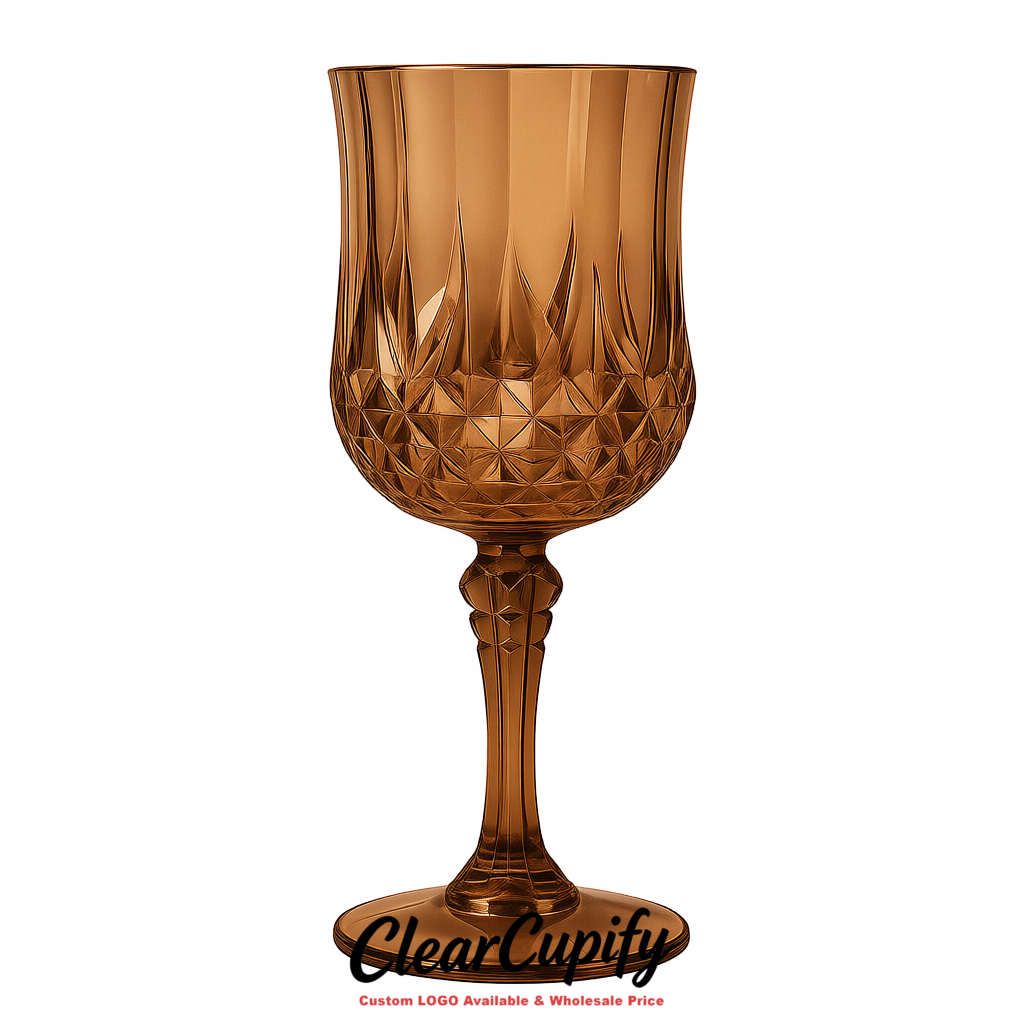 Bronze 7oz Acrylic Plastic Wine Goblets - 2.7 x 6.7 inches Party & Wedding Wine Glasses