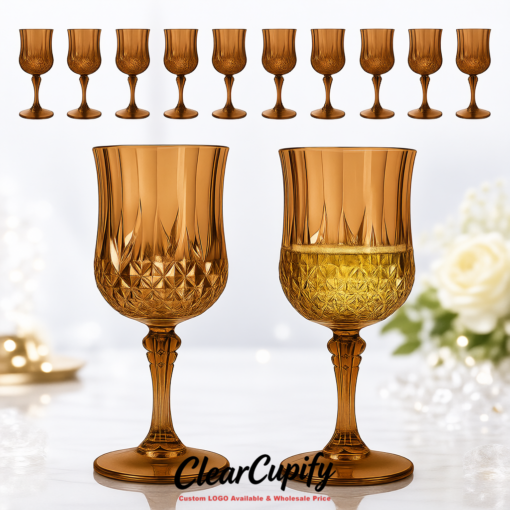 Bronze 7oz Acrylic Plastic Wine Goblets - 2.7 x 6.7 inches Party & Wedding Wine Glasses
