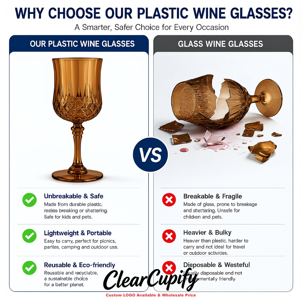 Bronze 7oz Acrylic Plastic Wine Goblets - 2.7 x 6.7 inches Party & Wedding Wine Glasses