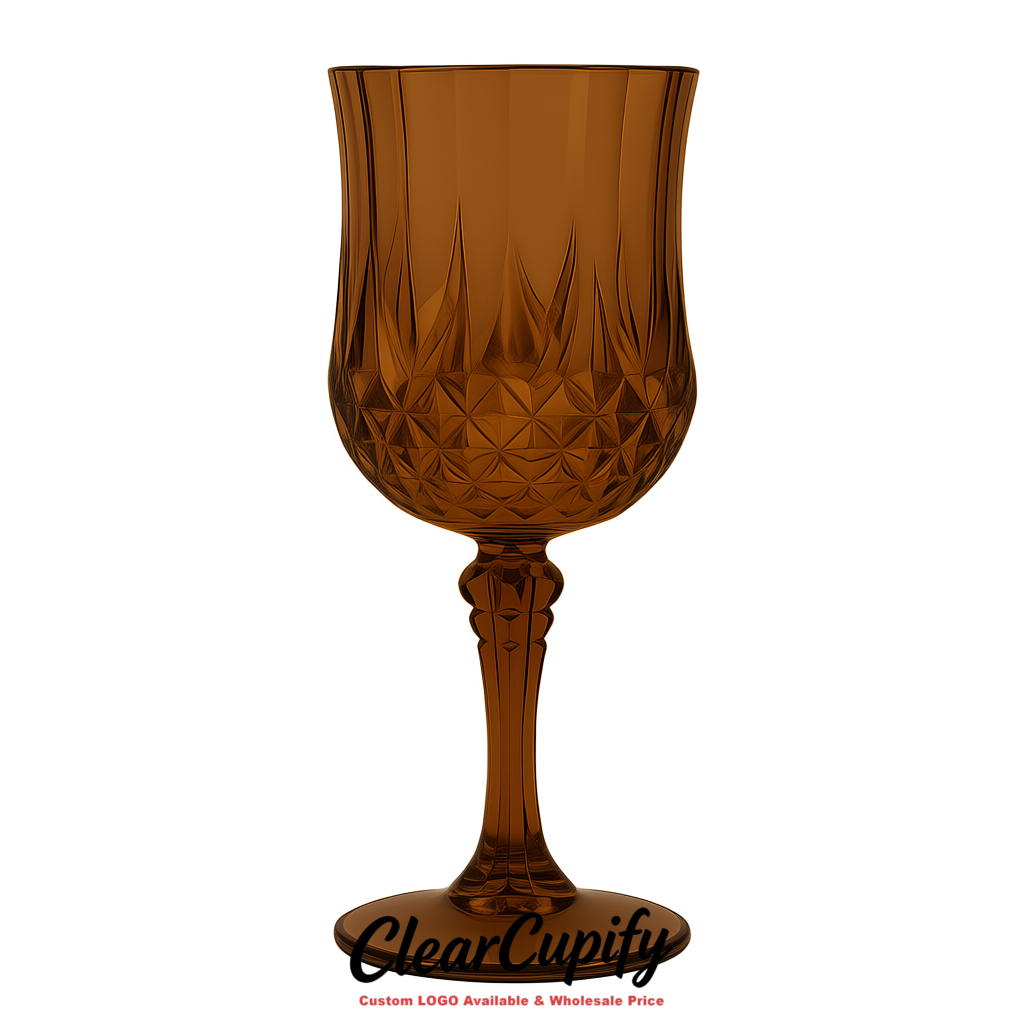 Brown 7oz Acrylic Plastic Wine Goblets - 2.7 x 6.7 inches Party & Wedding Wine Glasses