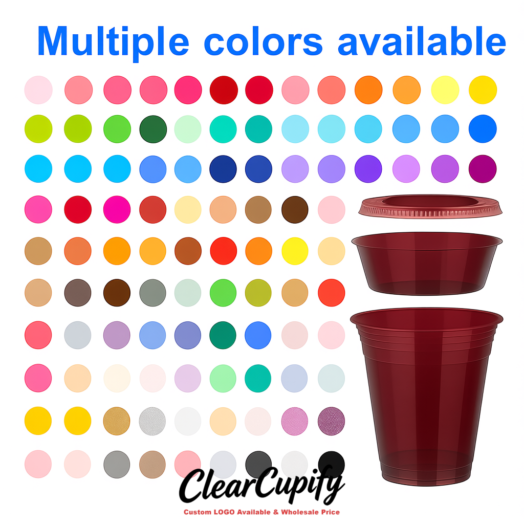 Burgundy 12 oz Disposable Plastic Parfait Cups with Insert & Flat lids 3.85 x 2.1 x 4 inches