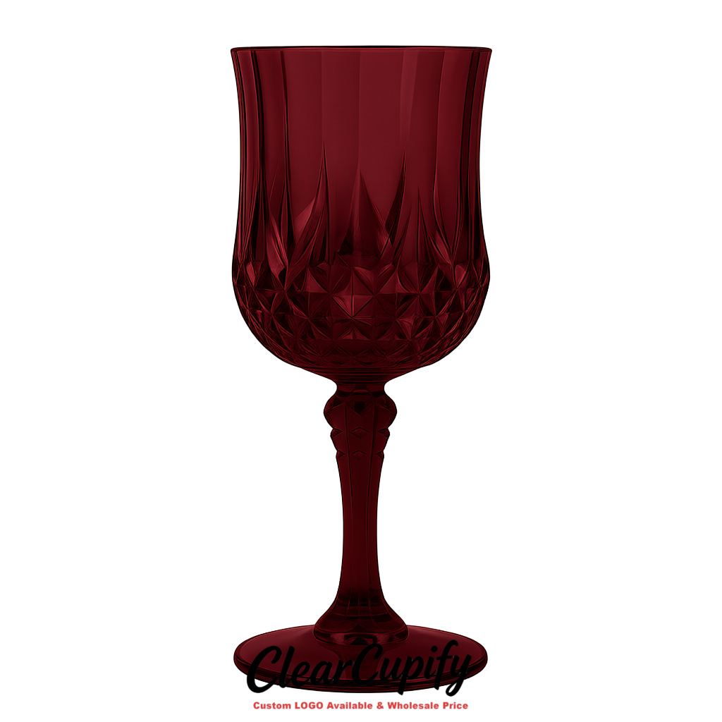 Burgundy 7oz Acrylic Plastic Wine Goblets - 2.7 x 6.7 inches Party & Wedding Wine Glasses