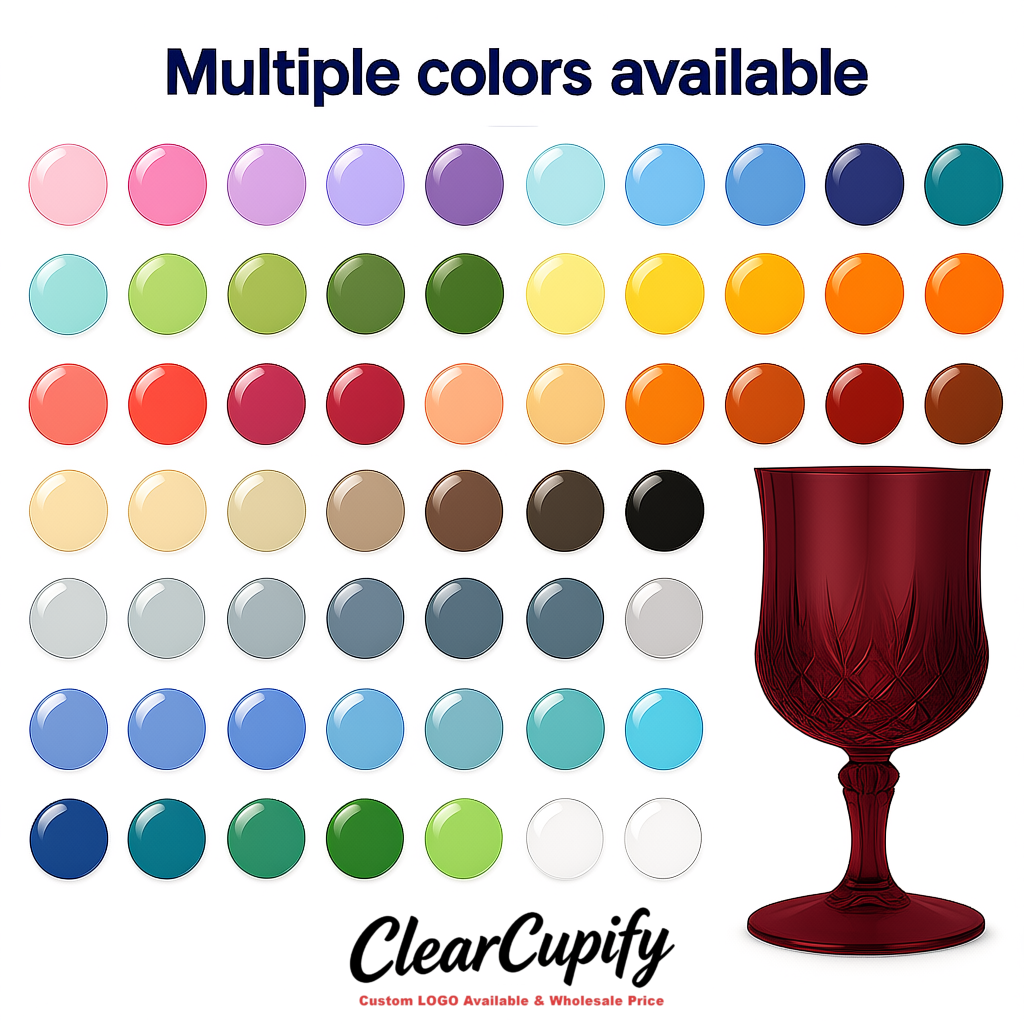 Burgundy 7oz Acrylic Plastic Wine Goblets - 2.7 x 6.7 inches Party & Wedding Wine Glasses