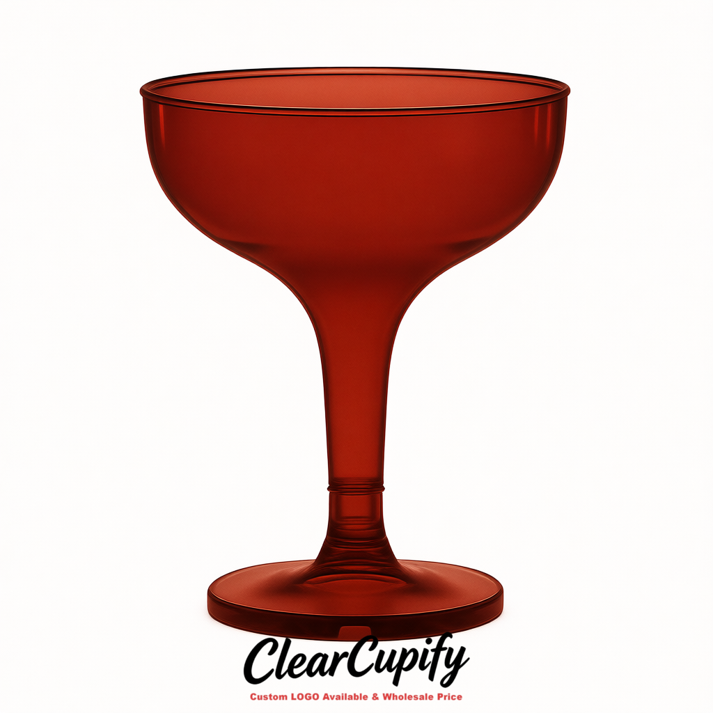 Carmine 5oz Stackable Plastic Martini Glasses 4.13x3.14 inches/10.5x8 cm For Champagne Tower