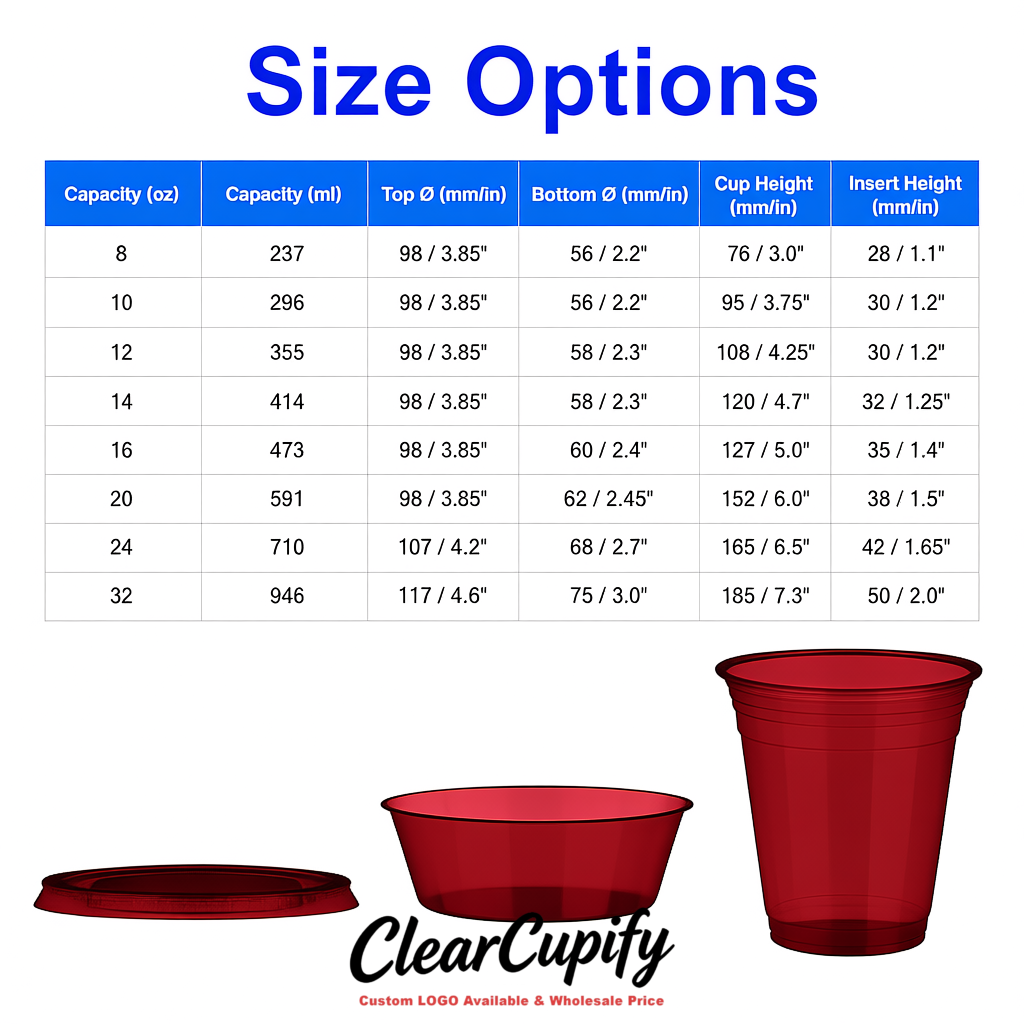 Carmine 12 oz Disposable Plastic Parfait Cups with Insert & Flat lids 3.85 x 2.1 x 4 inches