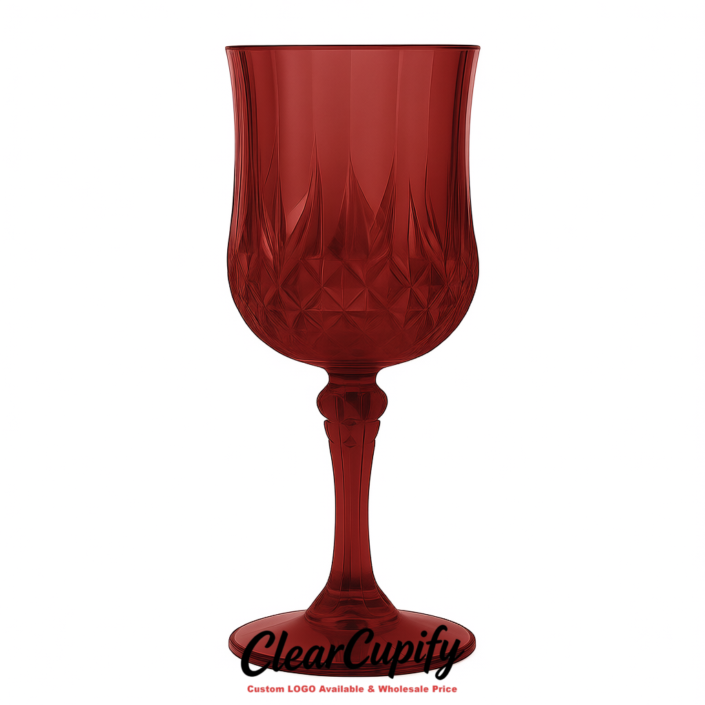 Carmine 7oz Acrylic Plastic Wine Goblets - 2.7 x 6.7 inches Party & Wedding Wine Glasses