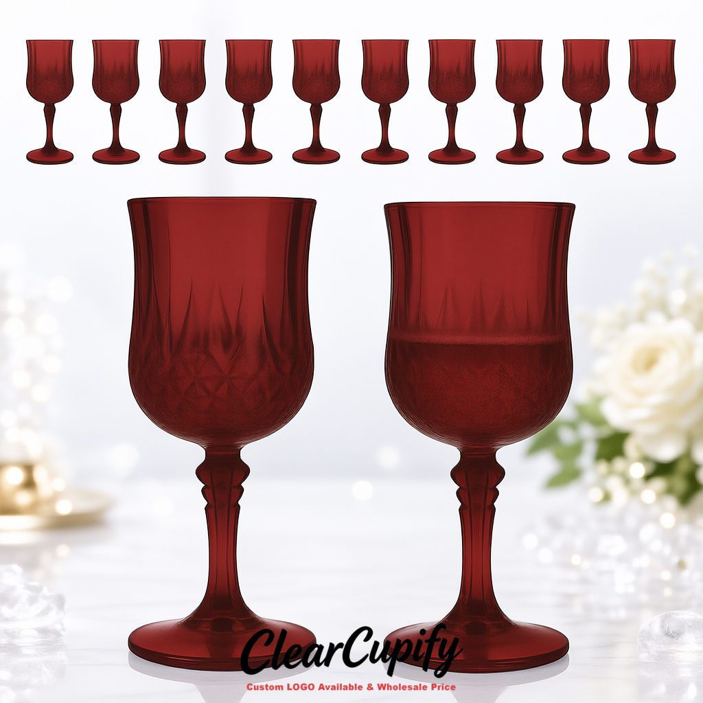 Carmine 7oz Acrylic Plastic Wine Goblets - 2.7 x 6.7 inches Party & Wedding Wine Glasses