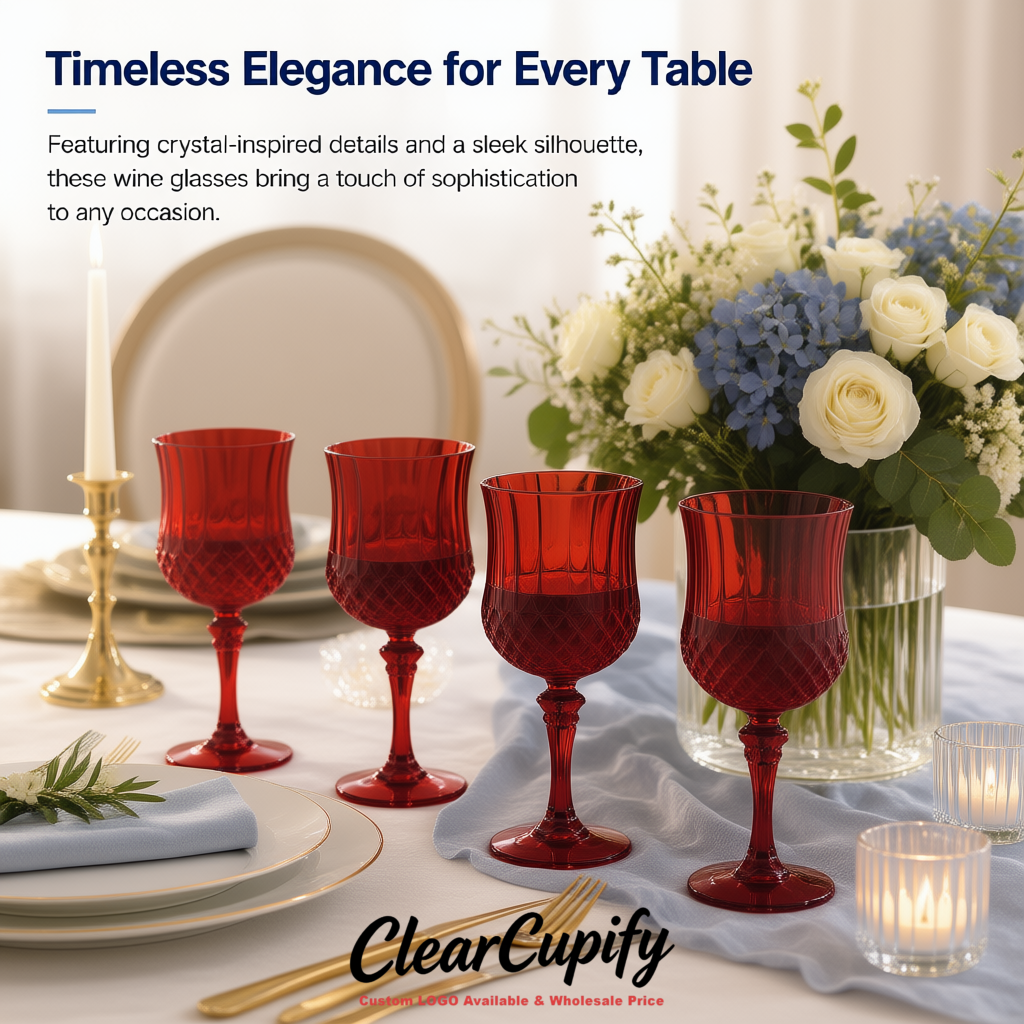 Carmine 7oz Acrylic Plastic Wine Goblets - 2.7 x 6.7 inches Party & Wedding Wine Glasses