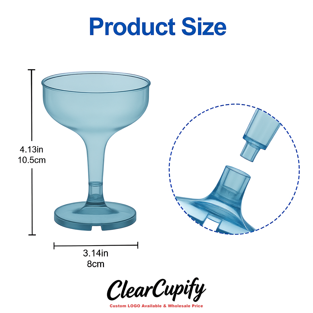 Cerulean 5oz Stackable Plastic Martini Glasses 4.13x3.14 inches/10.5x8 cm  For Champagne Tower