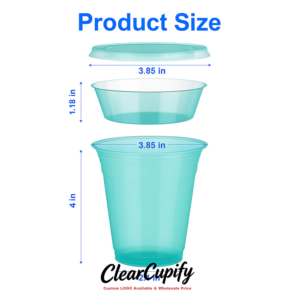 Cerulean 12 oz Disposable Plastic Parfait Cups with Insert & Flat lids 3.85 x 2.1 x 4 inches