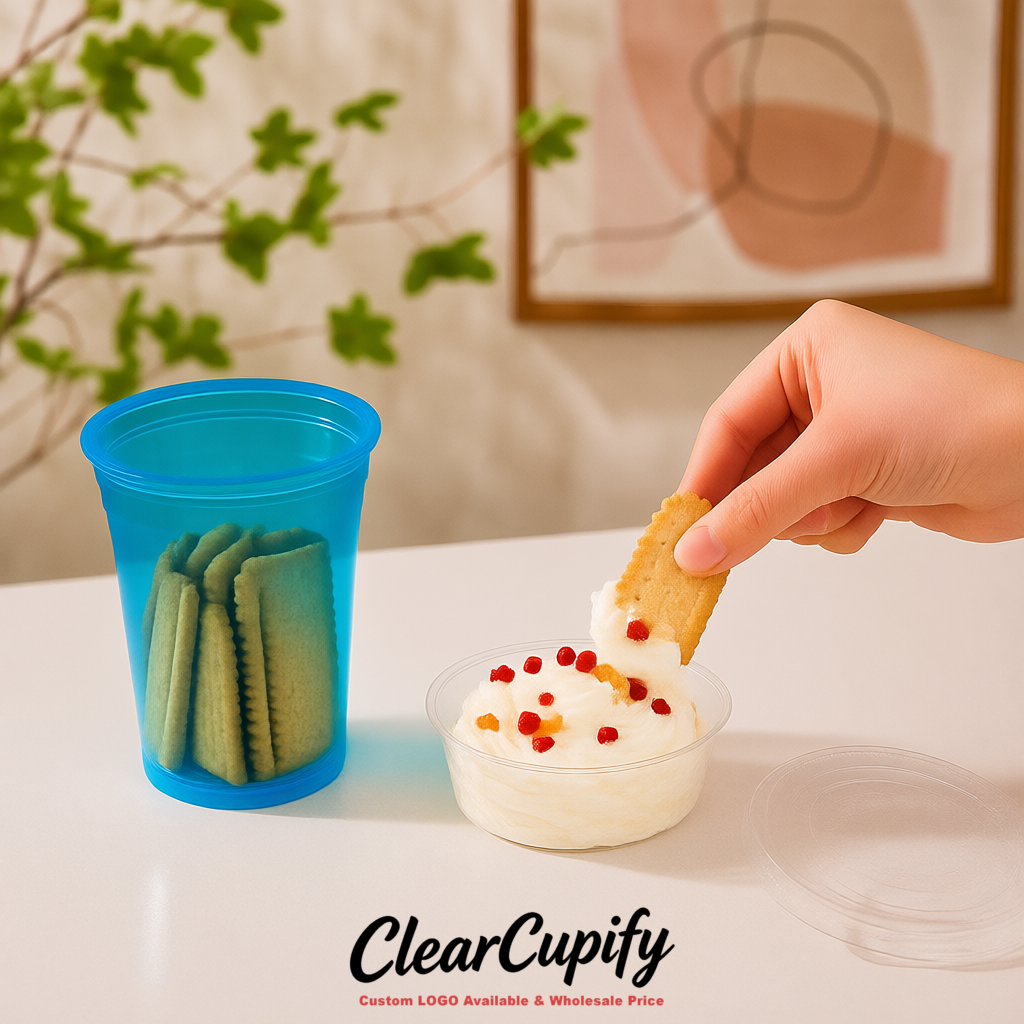 Cerulean 12 oz Disposable Plastic Parfait Cups with Insert & Flat lids 3.85 x 2.1 x 4 inches