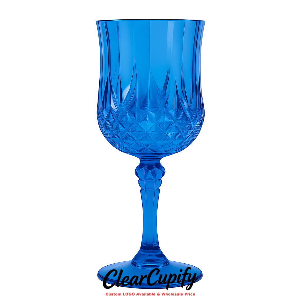 Cerulean 7oz Acrylic Plastic Wine Goblets - 2.7 x 6.7 inches Party & Wedding Wine Glasses