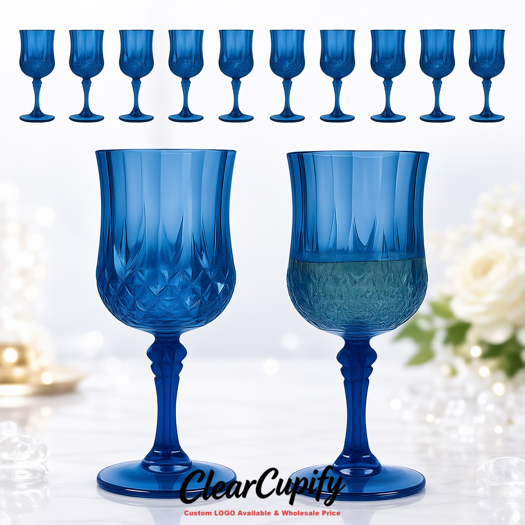 Cerulean 7oz Acrylic Plastic Wine Goblets - 2.7 x 6.7 inches Party & Wedding Wine Glasses