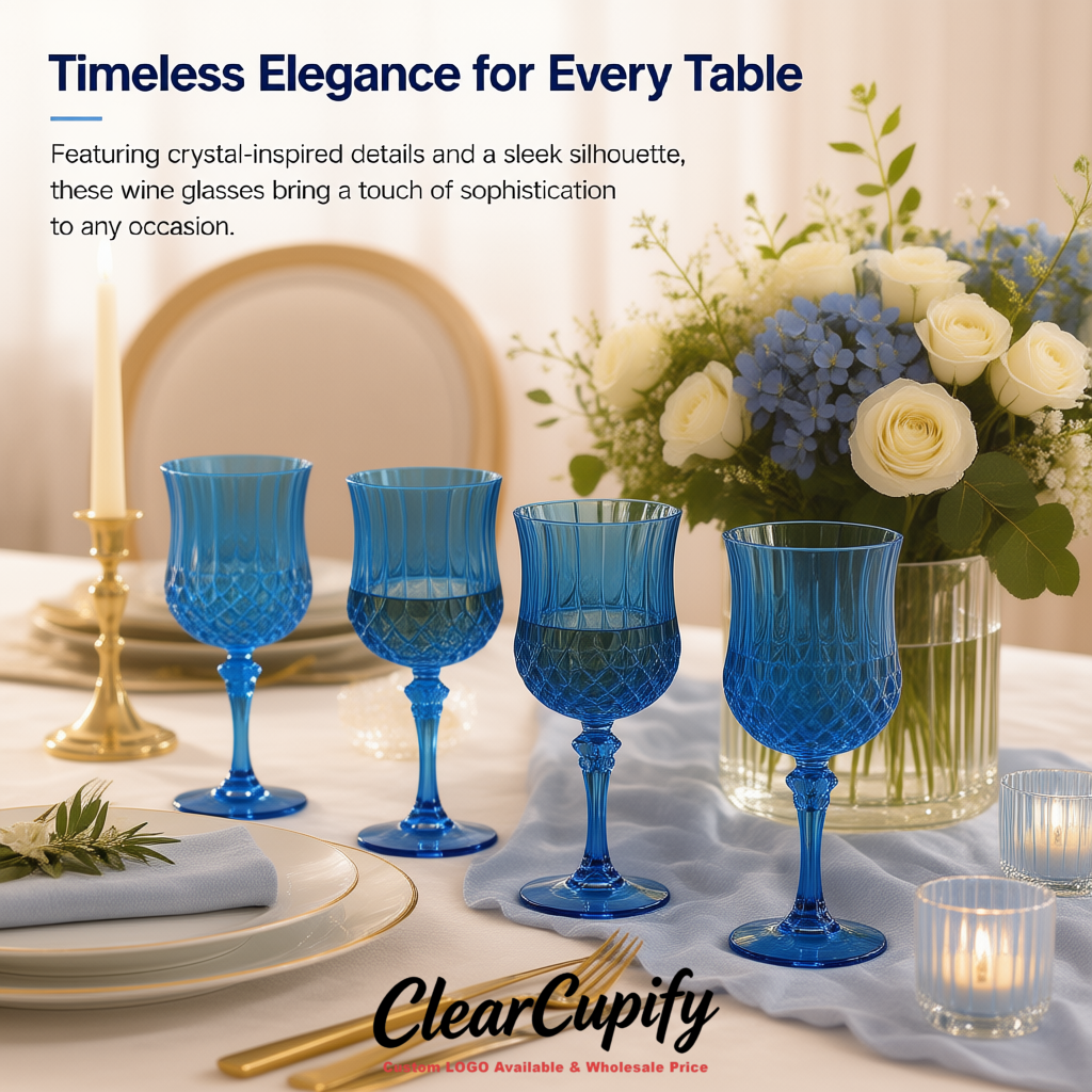 Cerulean 7oz Acrylic Plastic Wine Goblets - 2.7 x 6.7 inches Party & Wedding Wine Glasses
