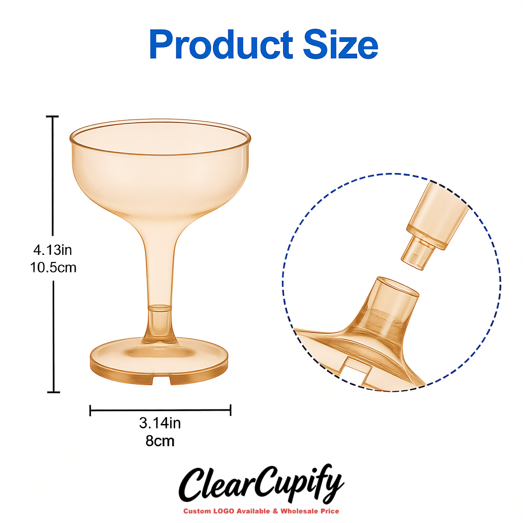 Champagne 5oz Stackable Plastic Martini Glasses 4.13x3.14 inches/10.5x8 cm  For Champagne Tower
