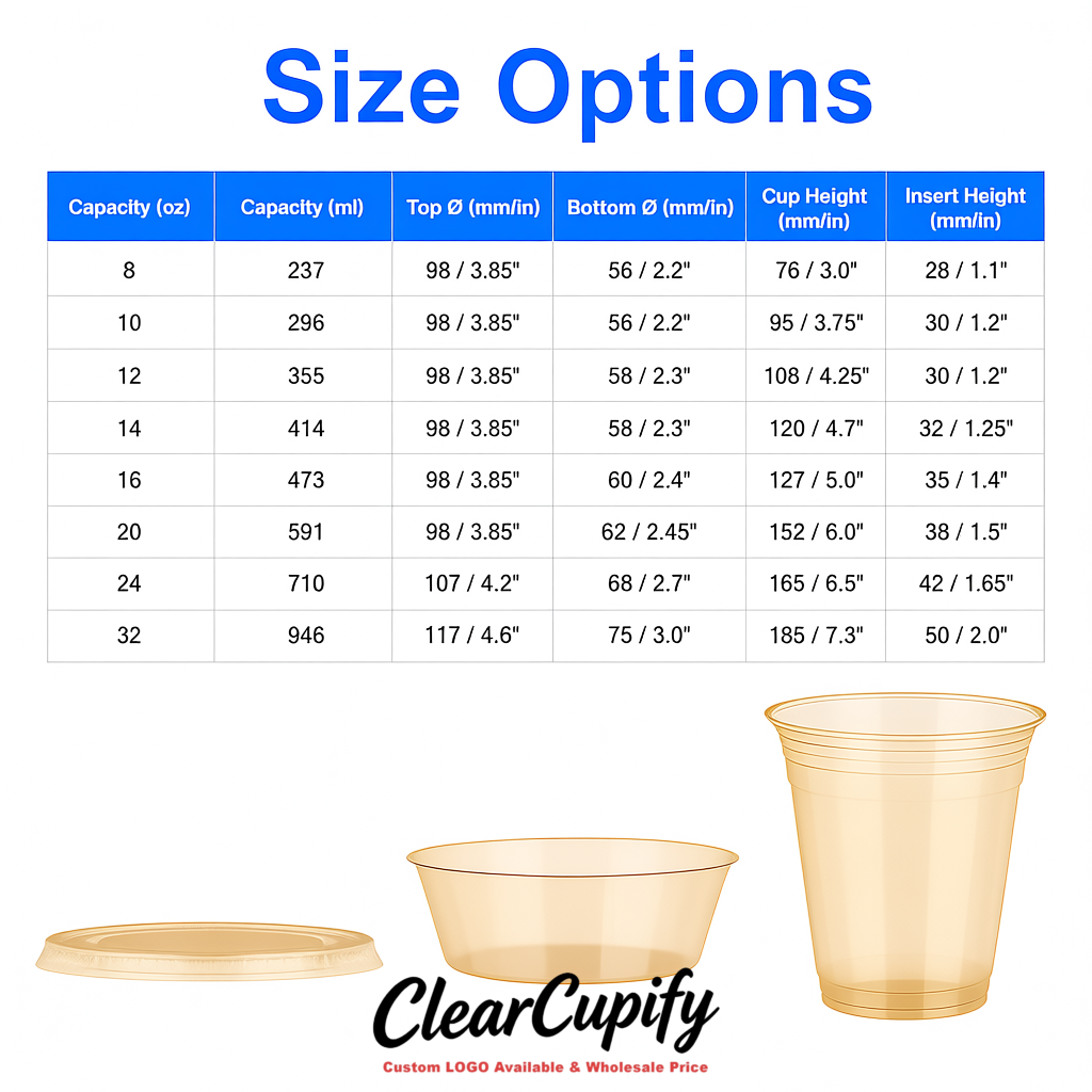 Champagne 12 oz Disposable Plastic Parfait Cups with Insert & Flat lids 3.85 x 2.1 x 4 inches