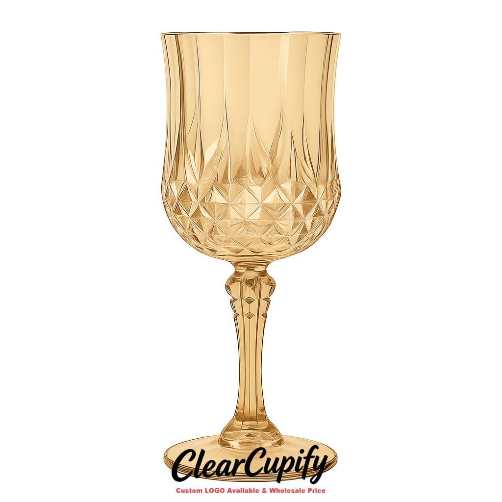 Champagne 7oz Acrylic Plastic Wine Goblets - 2.7 x 6.7 inches Party & Wedding Wine Glasses