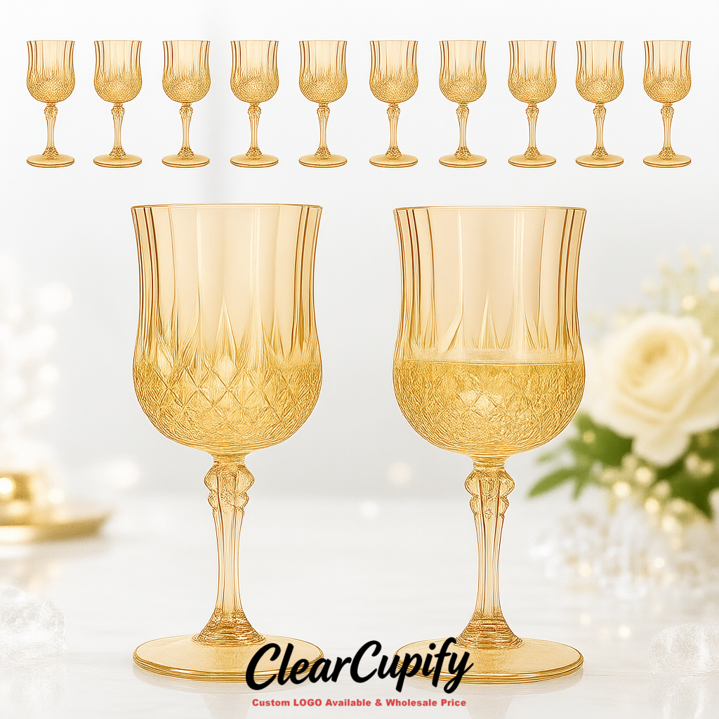 Champagne 7oz Acrylic Plastic Wine Goblets - 2.7 x 6.7 inches Party & Wedding Wine Glasses