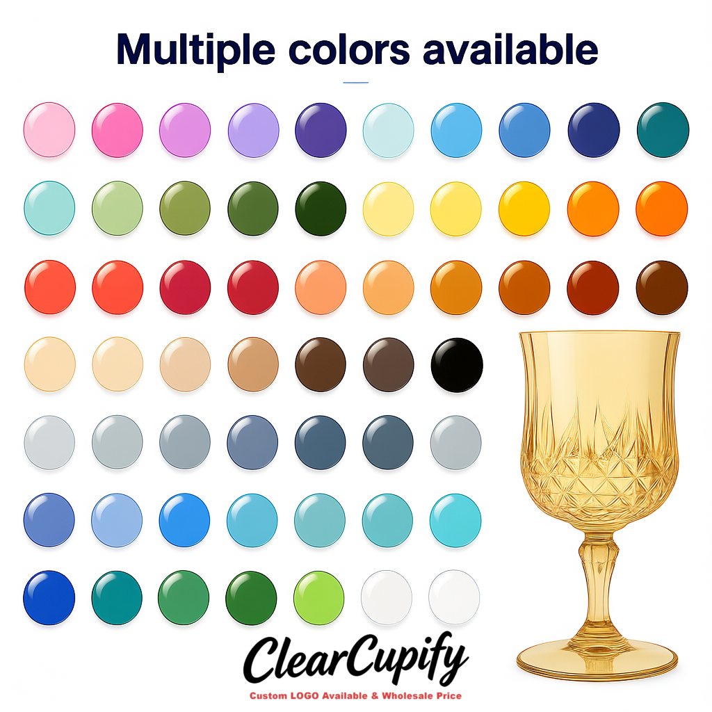 Champagne 7oz Acrylic Plastic Wine Goblets - 2.7 x 6.7 inches Party & Wedding Wine Glasses