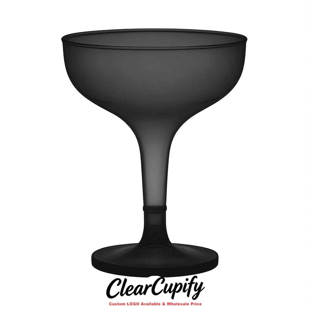 Charcoal 5oz Stackable Plastic Martini Glasses 4.13x3.14 inches/10.5x8 cm For Champagne Tower