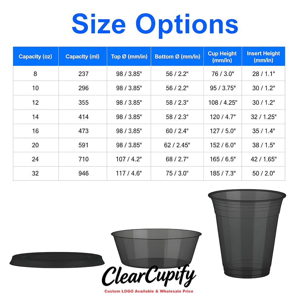 Charcoal 12 oz Disposable Plastic Parfait Cups with Insert & Flat lids 3.85 x 2.1 x 4 inches