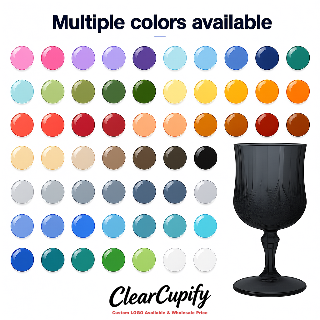 Charcoal 7oz Acrylic Plastic Wine Goblets - 2.7 x 6.7 inches Party & Wedding Wine Glasses