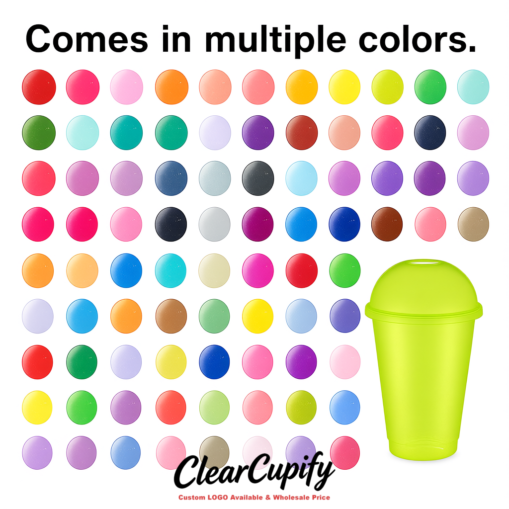 Chartreuse 16 oz Plastic Slushie Cups with Dome Lid & Detachable Spoon Straws for Milkshake, Boba, Smoothies, Iced Coffee