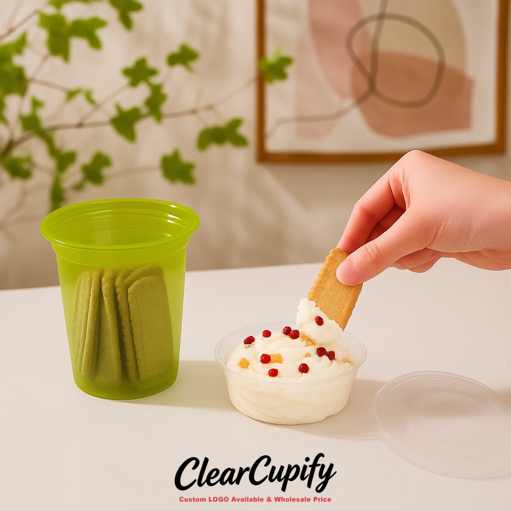 Chartreuse 12 oz Disposable Plastic Parfait Cups with Insert & Flat lids 3.85 x 2.1 x 4 inches