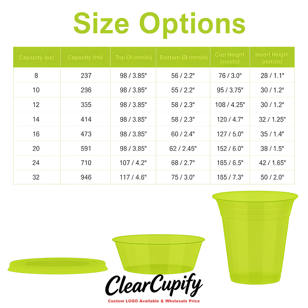 Chartreuse 12 oz Disposable Plastic Parfait Cups with Insert & Flat lids 3.85 x 2.1 x 4 inches