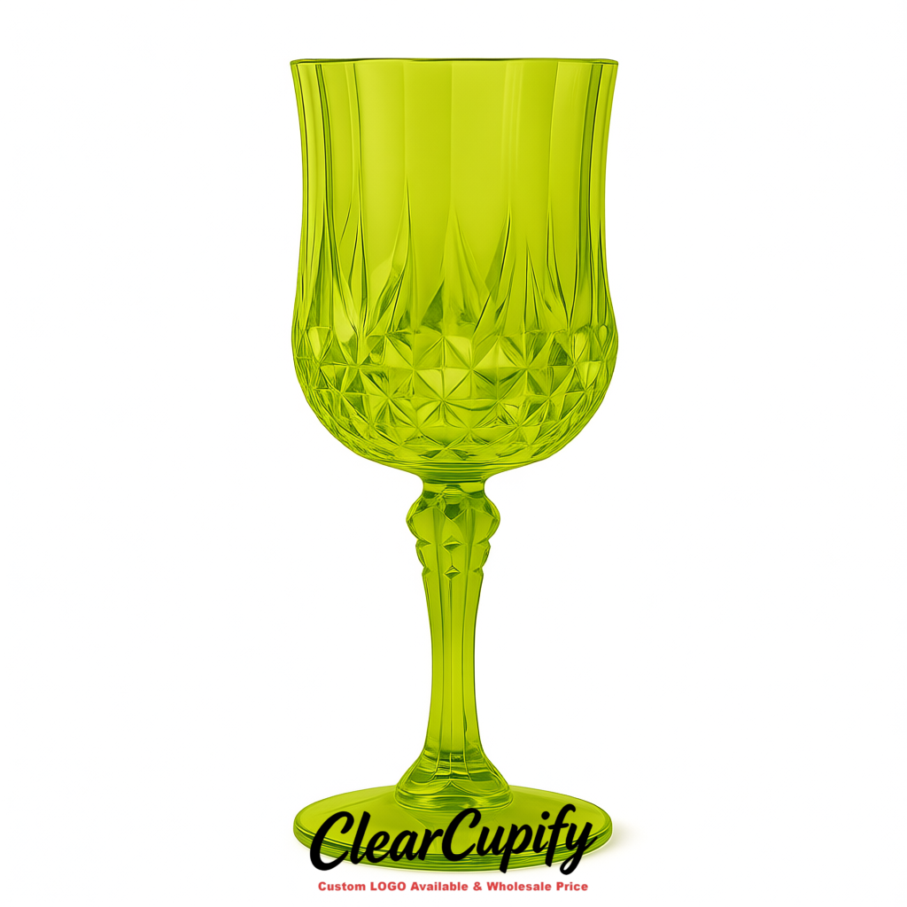 Chartreuse 7oz Acrylic Plastic Wine Goblets - 2.7 x 6.7 inches Party & Wedding Wine Glasses