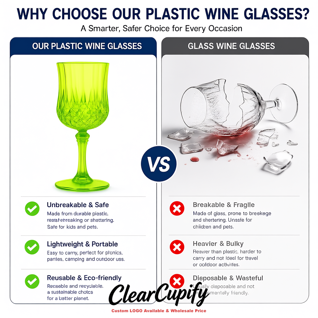 Chartreuse 7oz Acrylic Plastic Wine Goblets - 2.7 x 6.7 inches Party & Wedding Wine Glasses