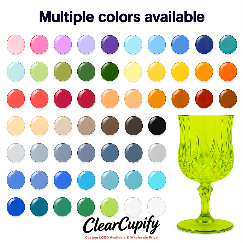 Chartreuse 7oz Acrylic Plastic Wine Goblets - 2.7 x 6.7 inches Party & Wedding Wine Glasses