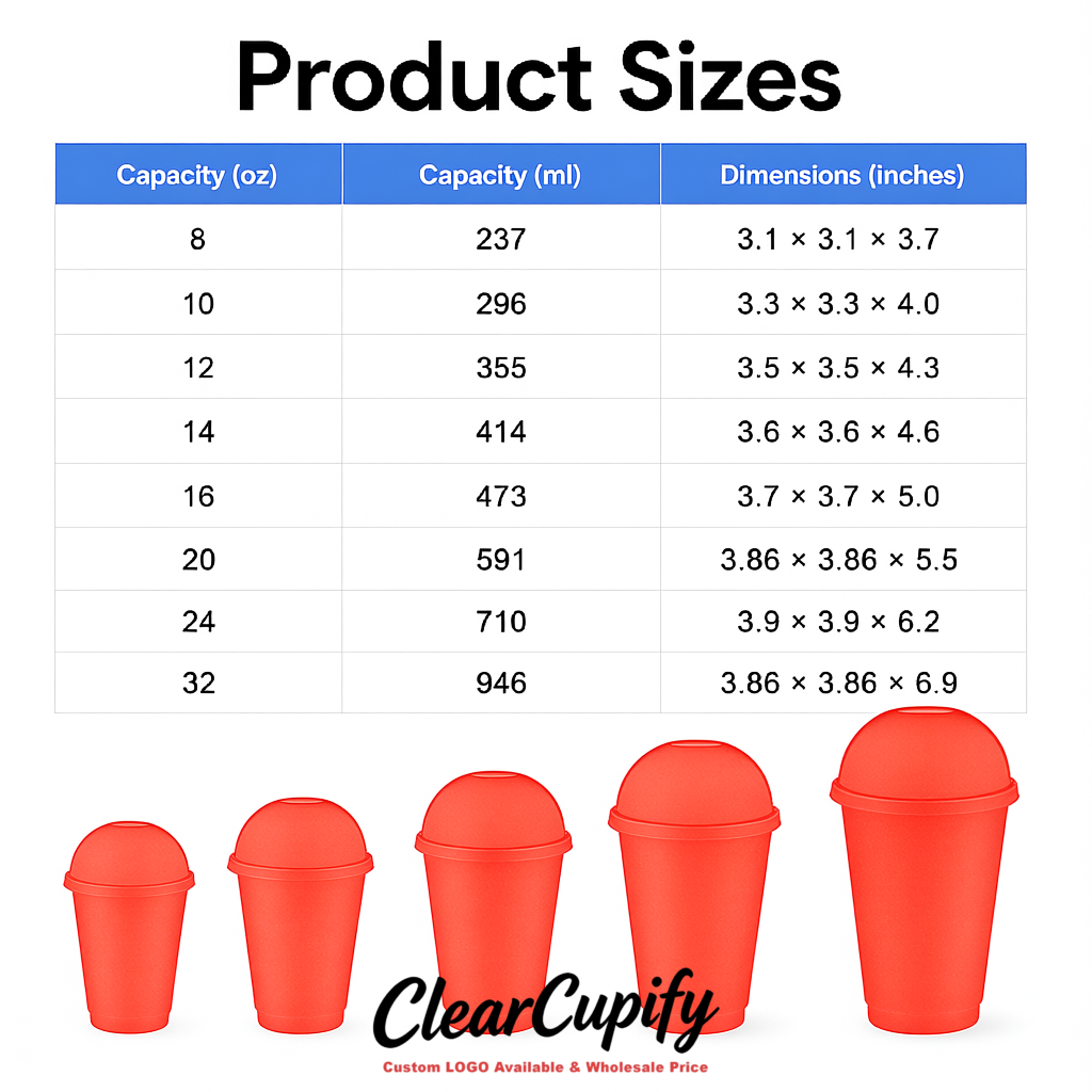 Coral 16 oz Plastic Slushie Cups with Dome Lid & Detachable Spoon Straws for Milkshake, Boba, Smoothies, Iced Coffee