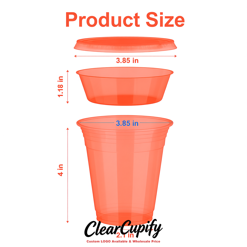 Coral 12 oz Disposable Plastic Parfait Cups with Insert & Flat lids 3.85 x 2.1 x 4 inches